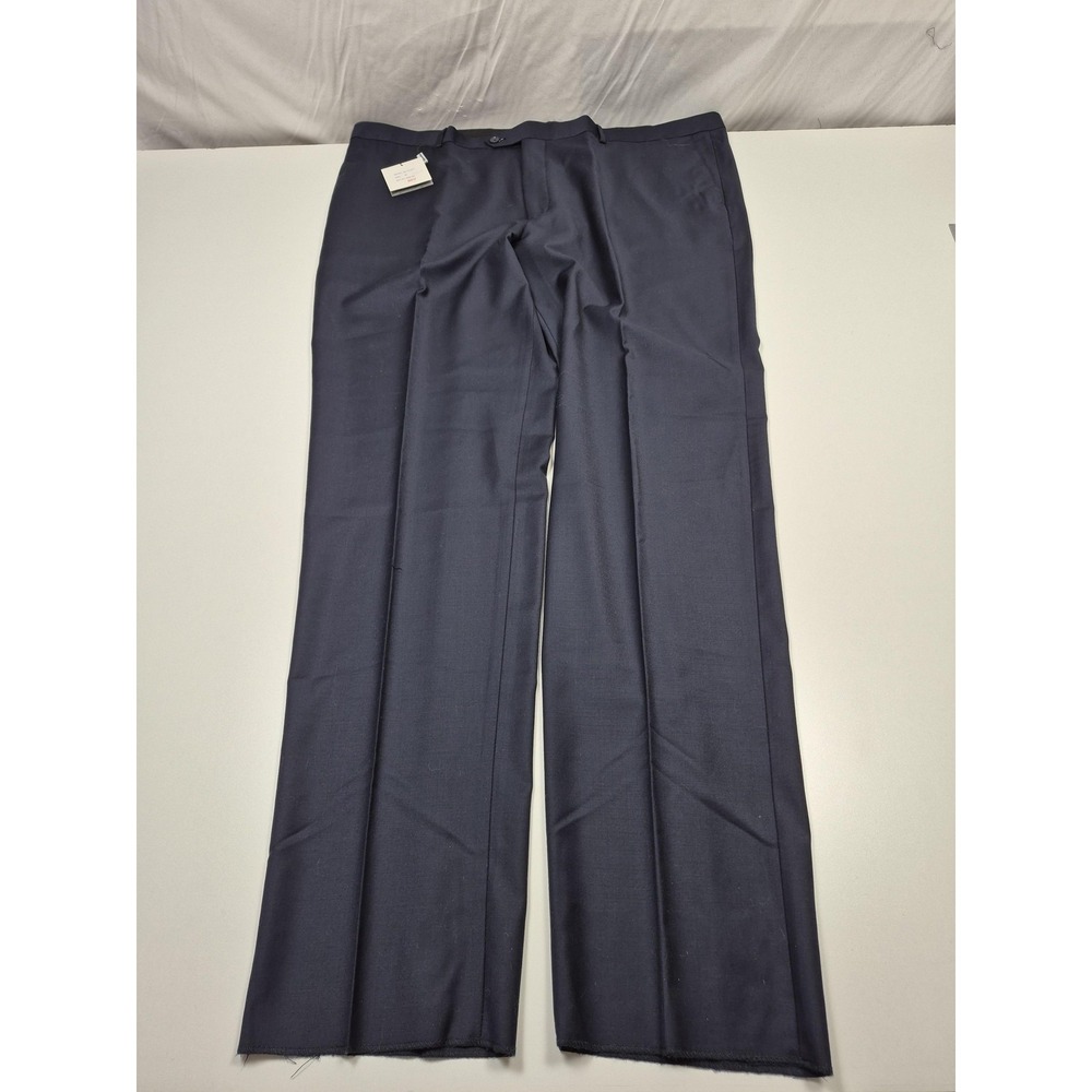 Rossetti Dress Pants Mens 46x36 Blue Wool Flat Front Super 150s Unhemmed NWT
